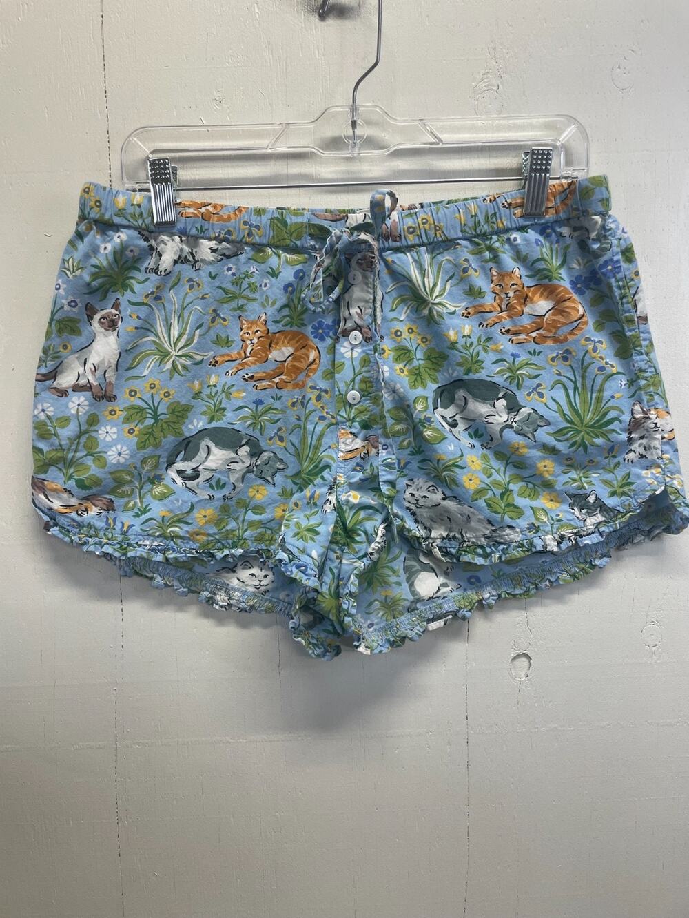 Printfresh Womens Pajama Shorts Size Small "Must Love Cats" Print Organic Cotton